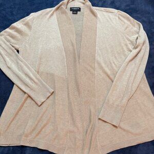Liz Claiborne Open Front Cardigan Sweater/Beige/Lightweight/Long Sleeve – Size L
